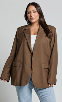 Izara Blazer - Oversized Boyfriend Fit Blazer in Oak