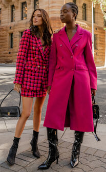 Socorro Coat - Tailored Longline Coat in Hot Pink