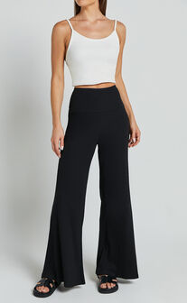 Sammie Pants - Jersey High Waisted Wide Leg Pants in Black