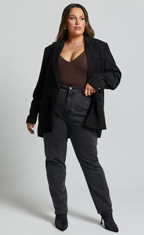 Caralina Blazer - Oversized Single Breasted Blazer in Black
