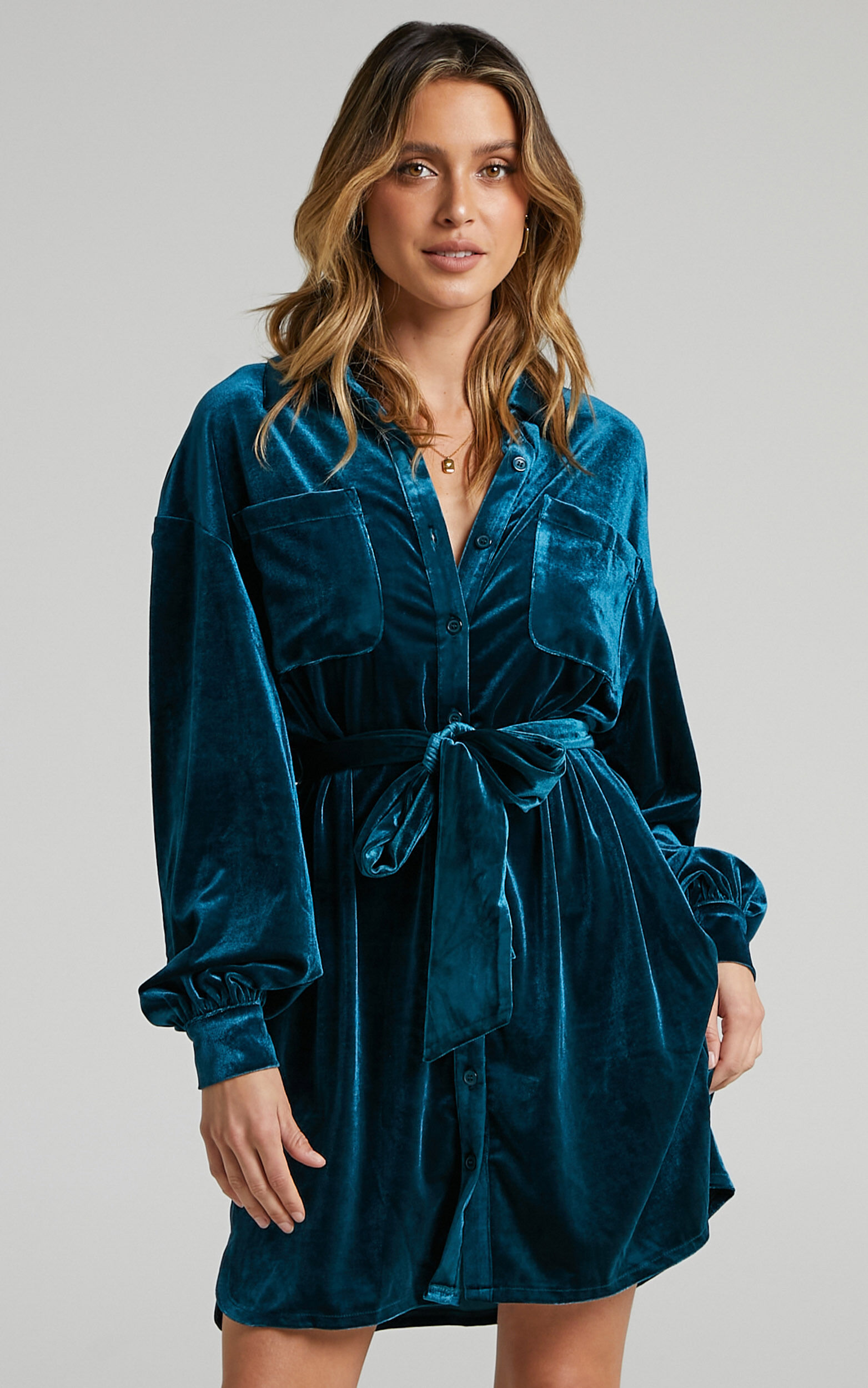 Velvet button up shirt on sale dress