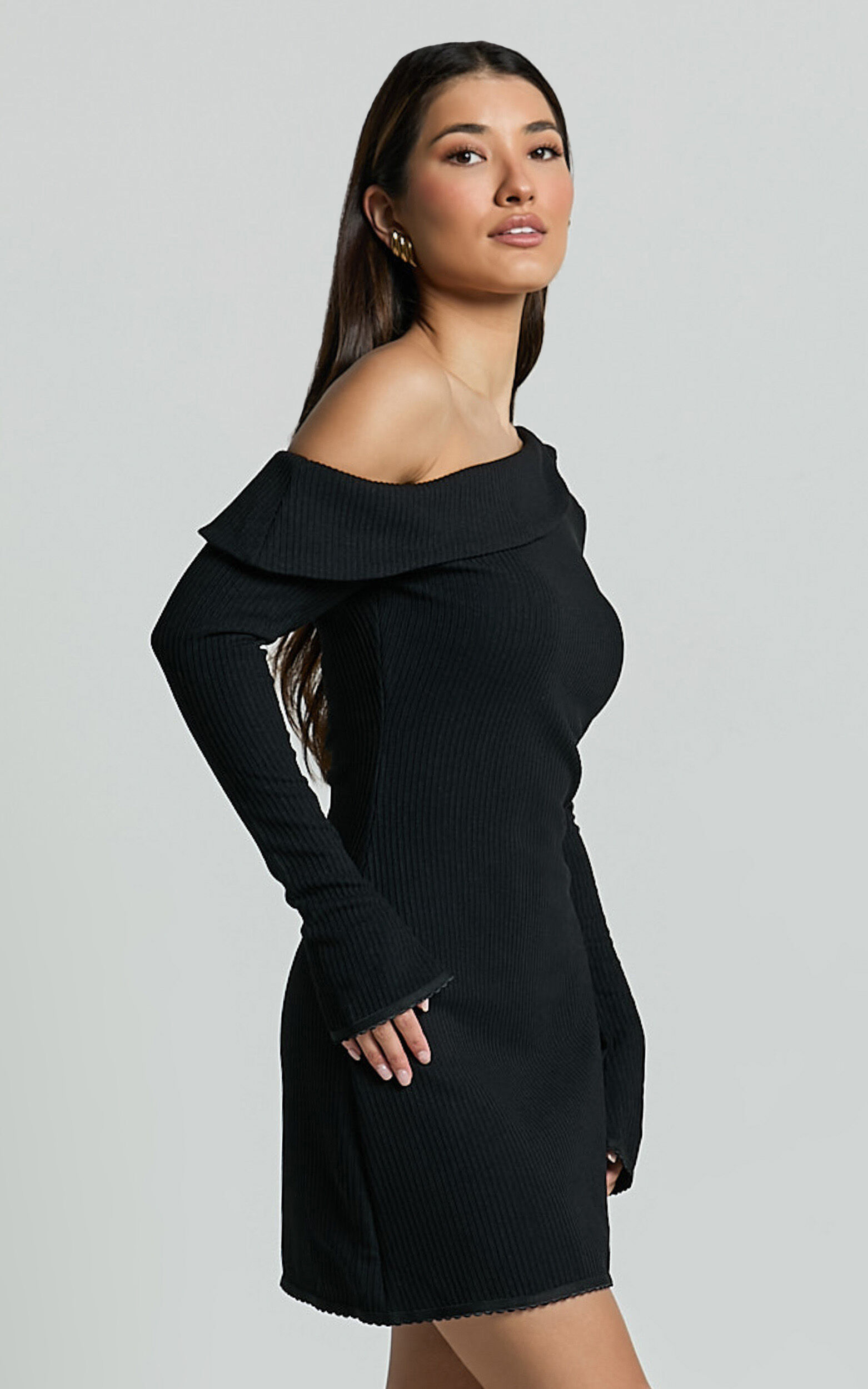 Long sleeve fitted mini dress online