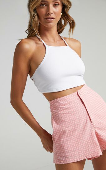 Abelia Shorts in Pink Check