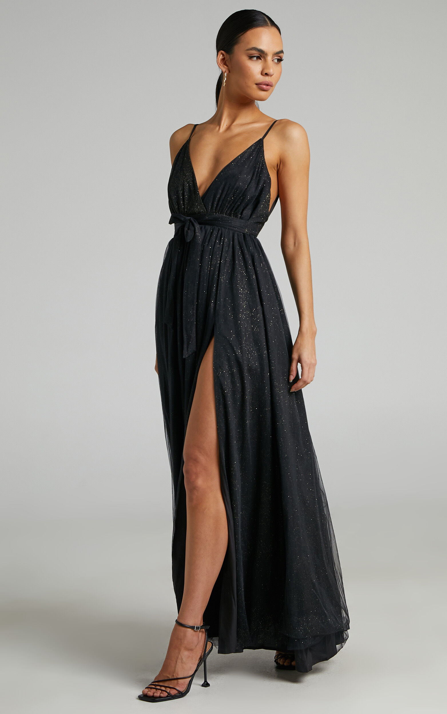 Black glitter deals plunge dress