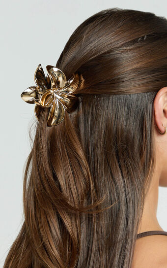 Oliver Flower Hair Clip in Gold