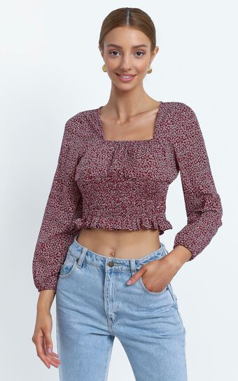 Allyse Top in Red Floral