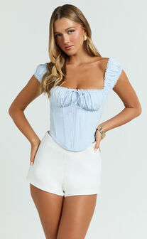 Charlotte Top - Cap Sleeve Top in Blue