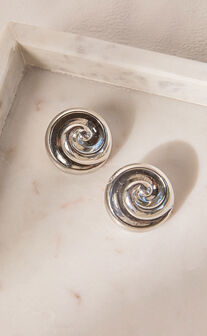 Olenna Earrings - Swirl Detail Earrings in Silver