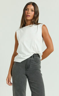 Gia Tee - High Neck Tshirt in White