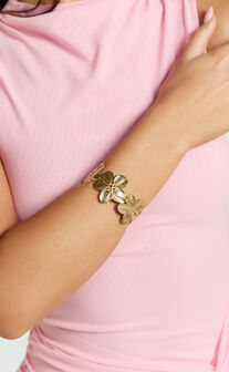 Willow Bracelet - Flower Cuff Bracelet in Gold