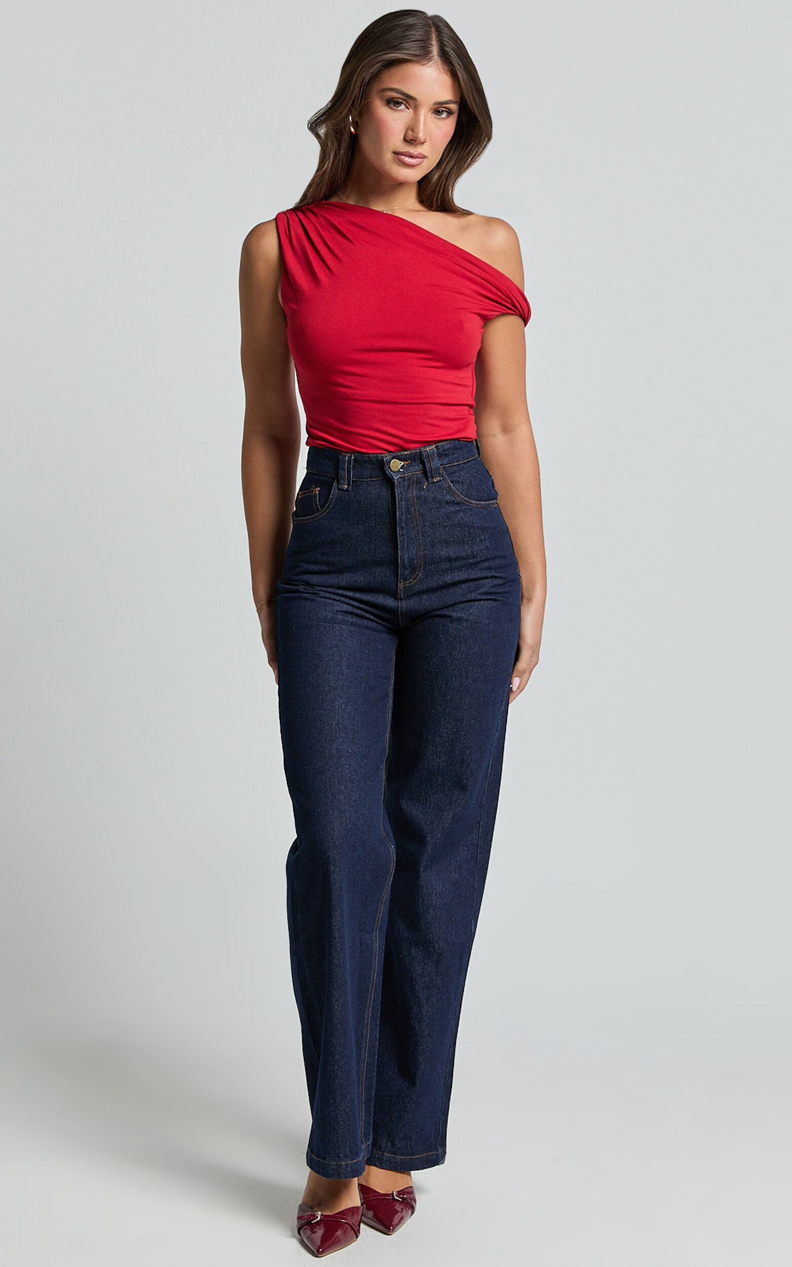 Jialeen Top - Off Shoulder Twist Asymmetrical Sleeve Top in Jialeen Top - Off Shoulder Twist Asymmetrical Sleeve Top in