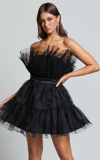 Amalya Mini Dress Tiered Tulle Fit and Flare Showpo Sale