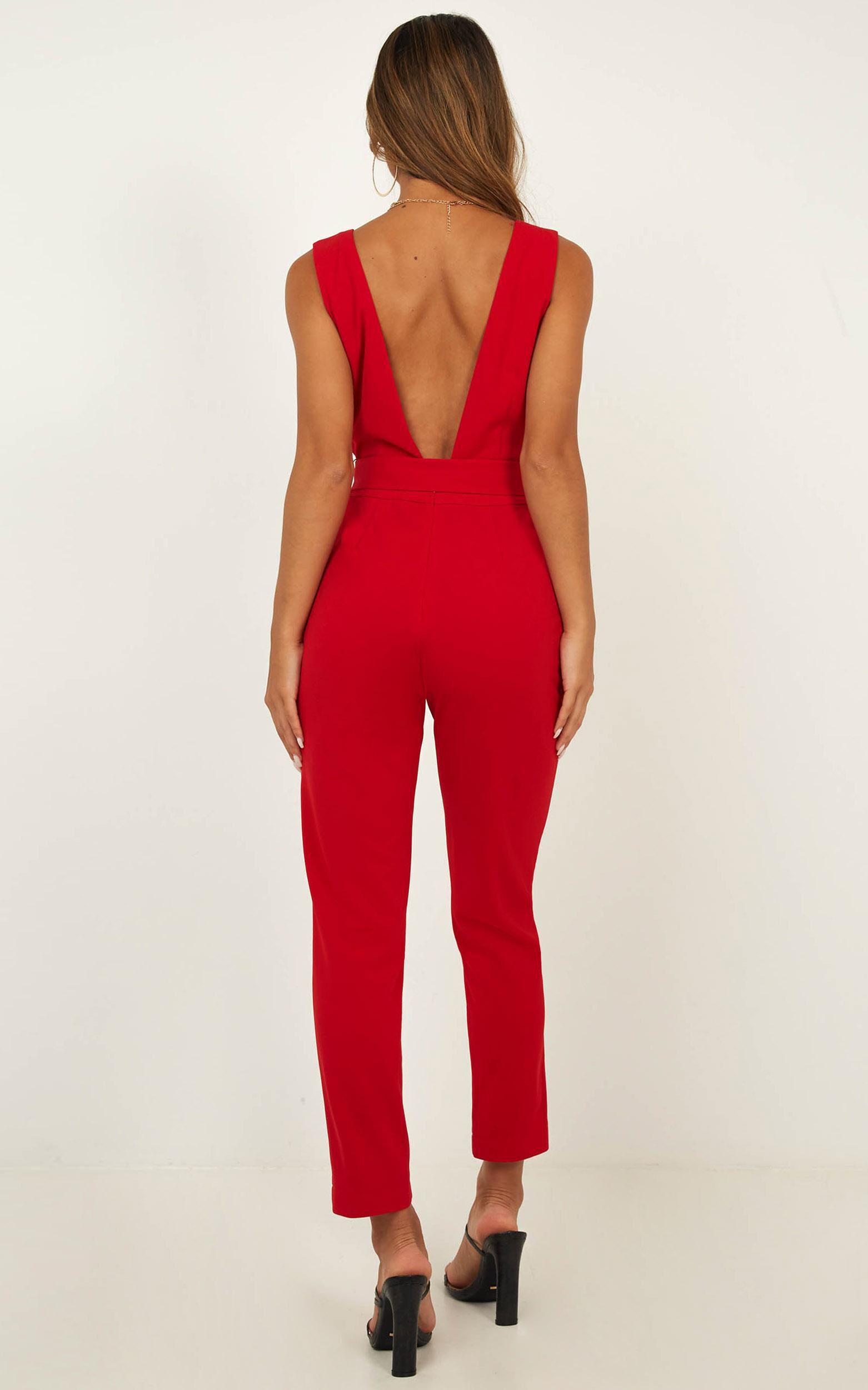 Showpo clearance red jumpsuit