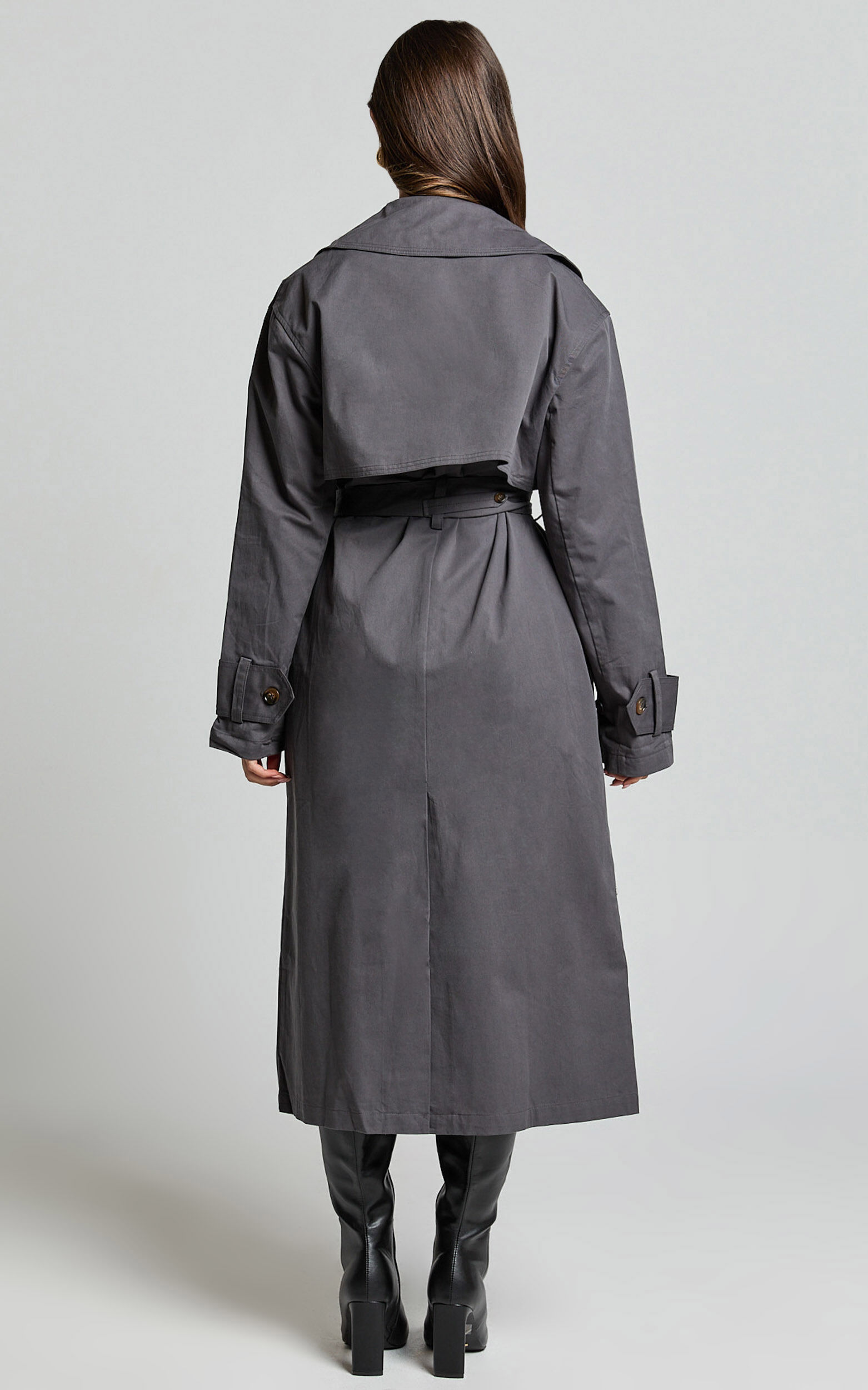 Avah Trench Coat - Double Breasted Tie Waist Coat in