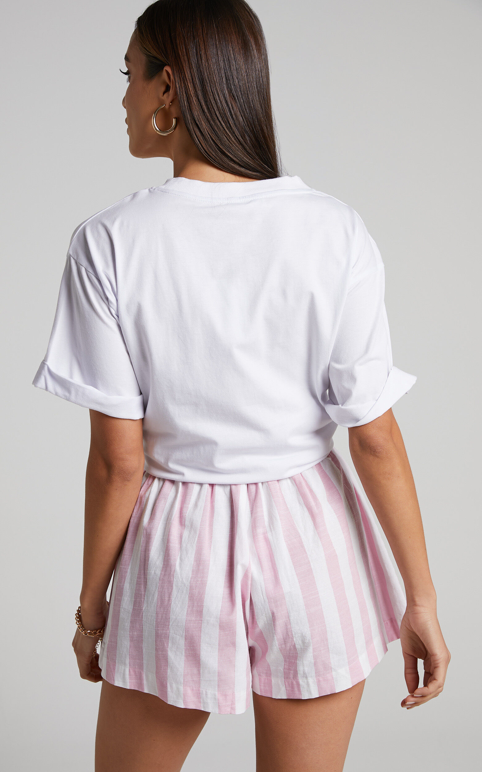 Striped high waisted shorts sale