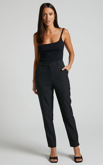 Hermie Pants - High Waisted Cropped Tailored Pants in Black Showpo